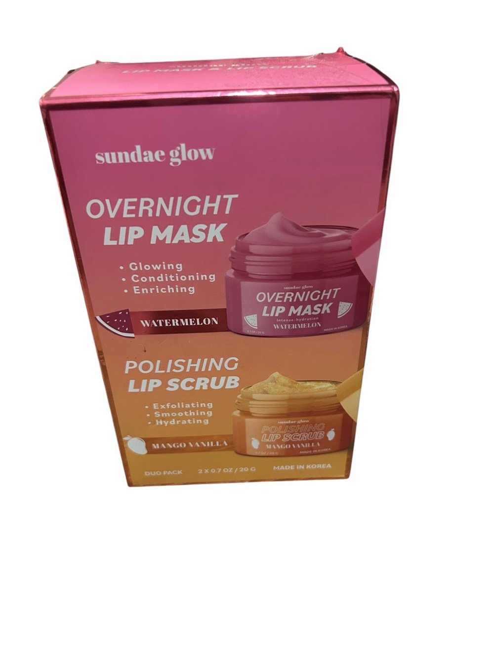 Overnight Lip Mask & Polishing Lip Scrub Duo - Pink/Peach
